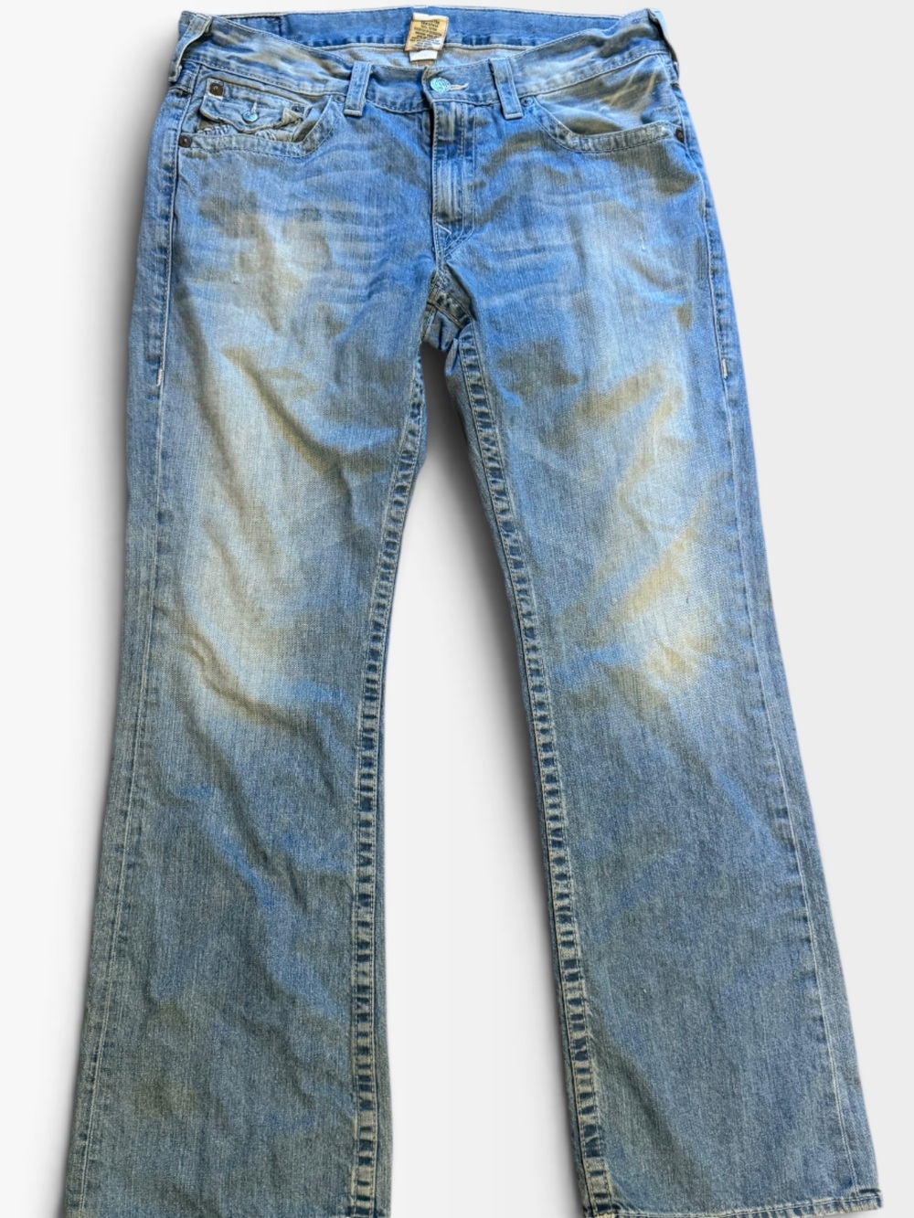 True Religion Straight Leg Jeans in Light Blue Wash